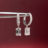 Emerald Diamond Drop Hoops White Gold with pave hoops dangle earrings at princess bride diamonds in huntington beach california 