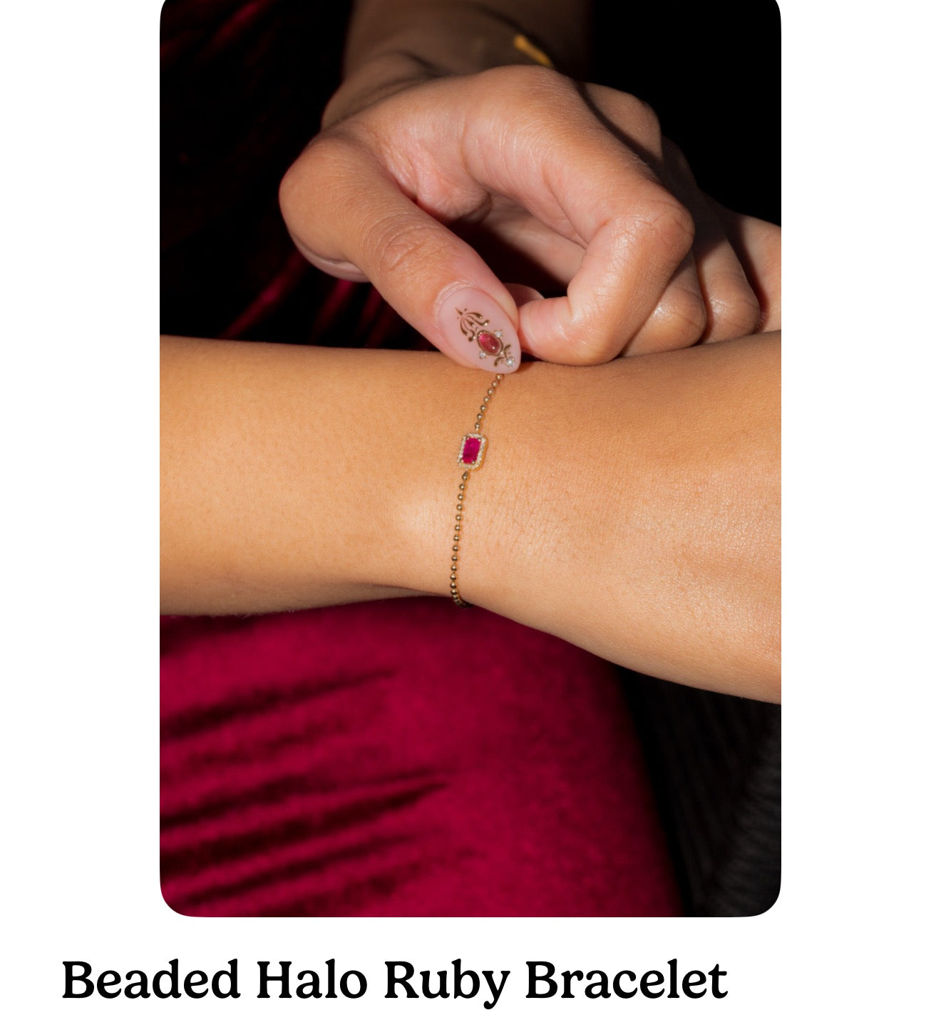 Custom Beaded Halo Ruby Bracelet for Erin (11/5/25 - CB)