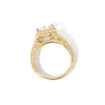 Evelyn Old-Mine Cushion vintage style ring in yellow gold profile view