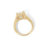 Evelyn Old-Mine Cushion vintage style ring in yellow gold profile view