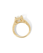 Evelyn Old-Mine Cushion vintage style ring in yellow gold profile view