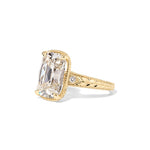 Evelyn Old-Mine Cushion vintage style ring in yellow gold side view