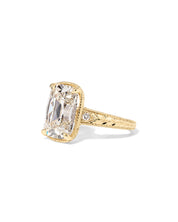Evelyn Old-Mine Cushion vintage style ring in yellow gold side view