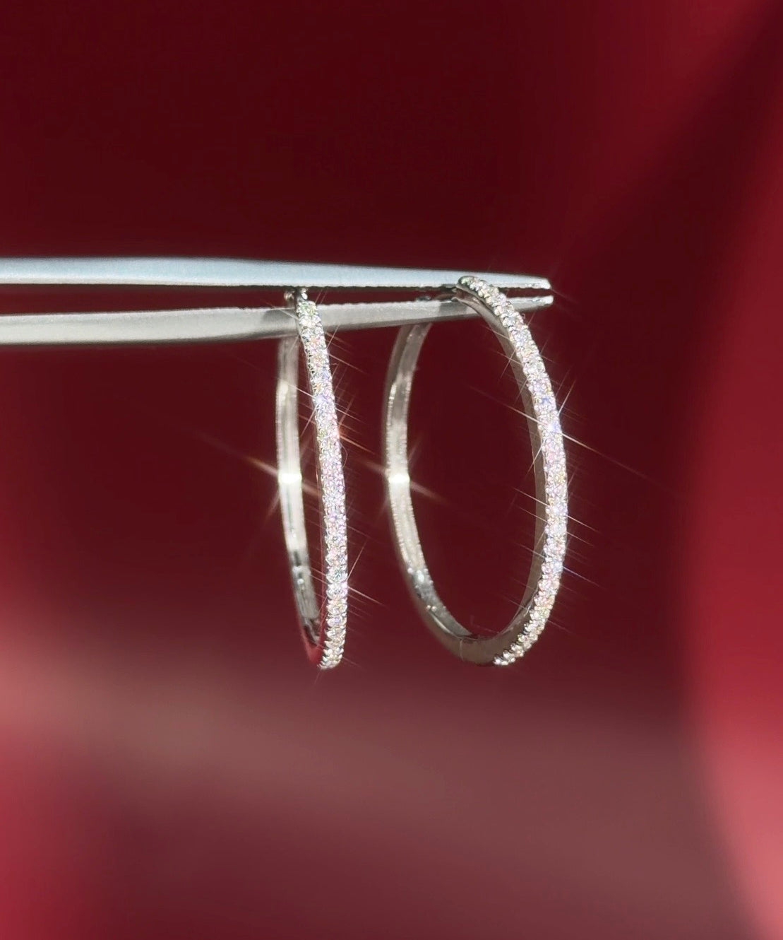 Extra-Fine 25mm Pavé Hoops White Gold