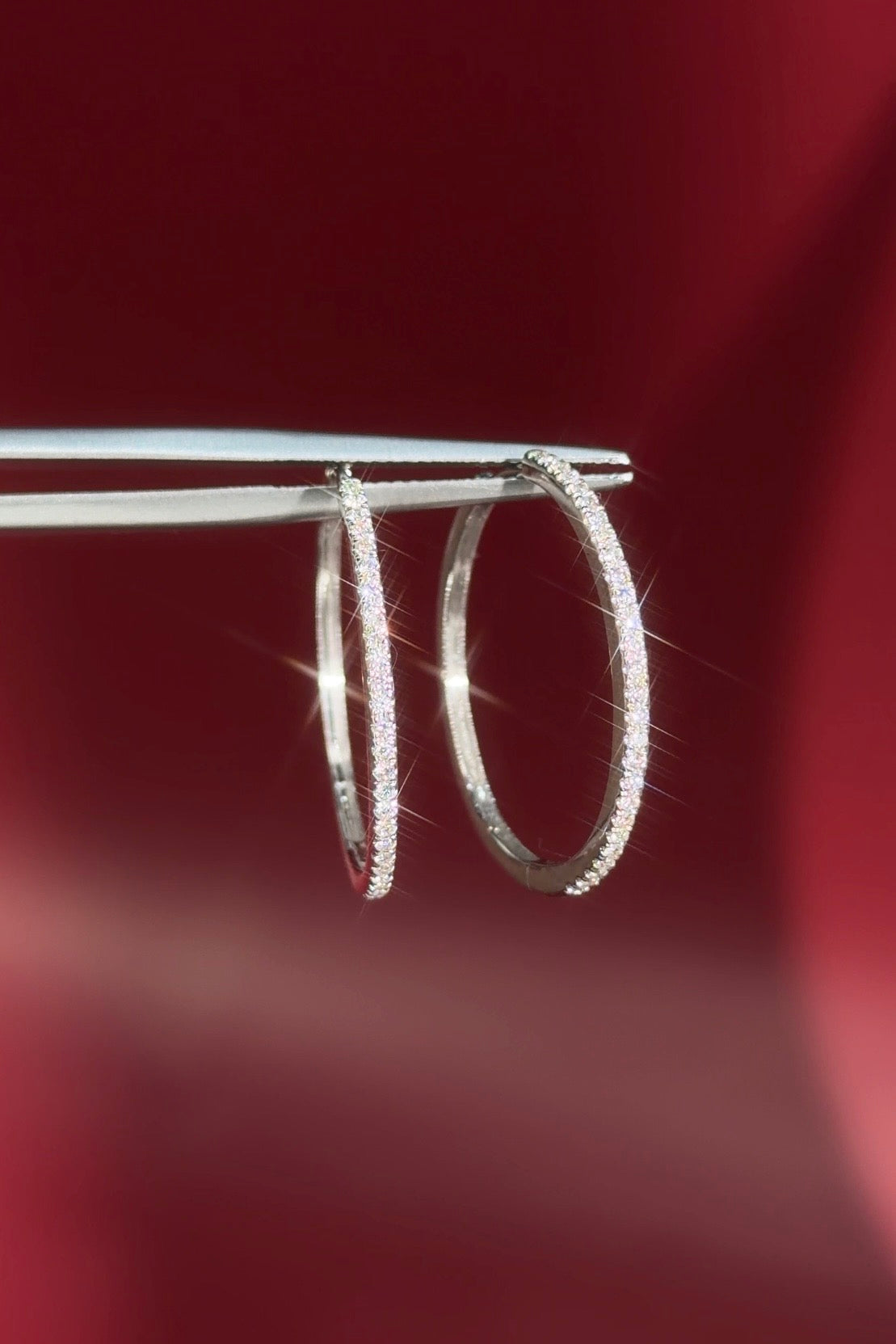 Extra-Fine 25mm Pavé Hoops White Gold