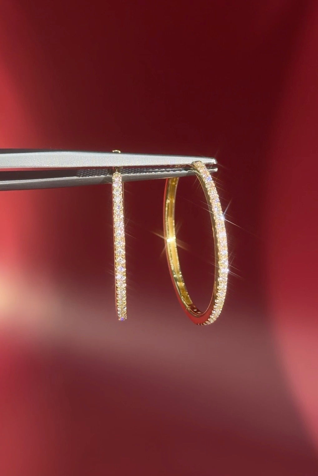 Extra-Fine 25mm Pavé Hoops Yellow Gold