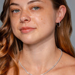 Fine 20mm Pavé Hoops White Gold on model princess bride diamonds huntington beach jewelry store 