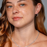 Fine 20mm Pavé Hoops White Gold on model princess bride diamonds huntington beach jewelry store 