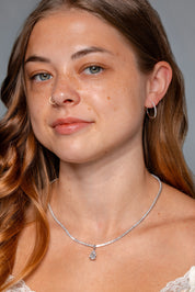 Fine 20mm Pavé Hoops White Gold on model princess bride diamonds huntington beach jewelry store 