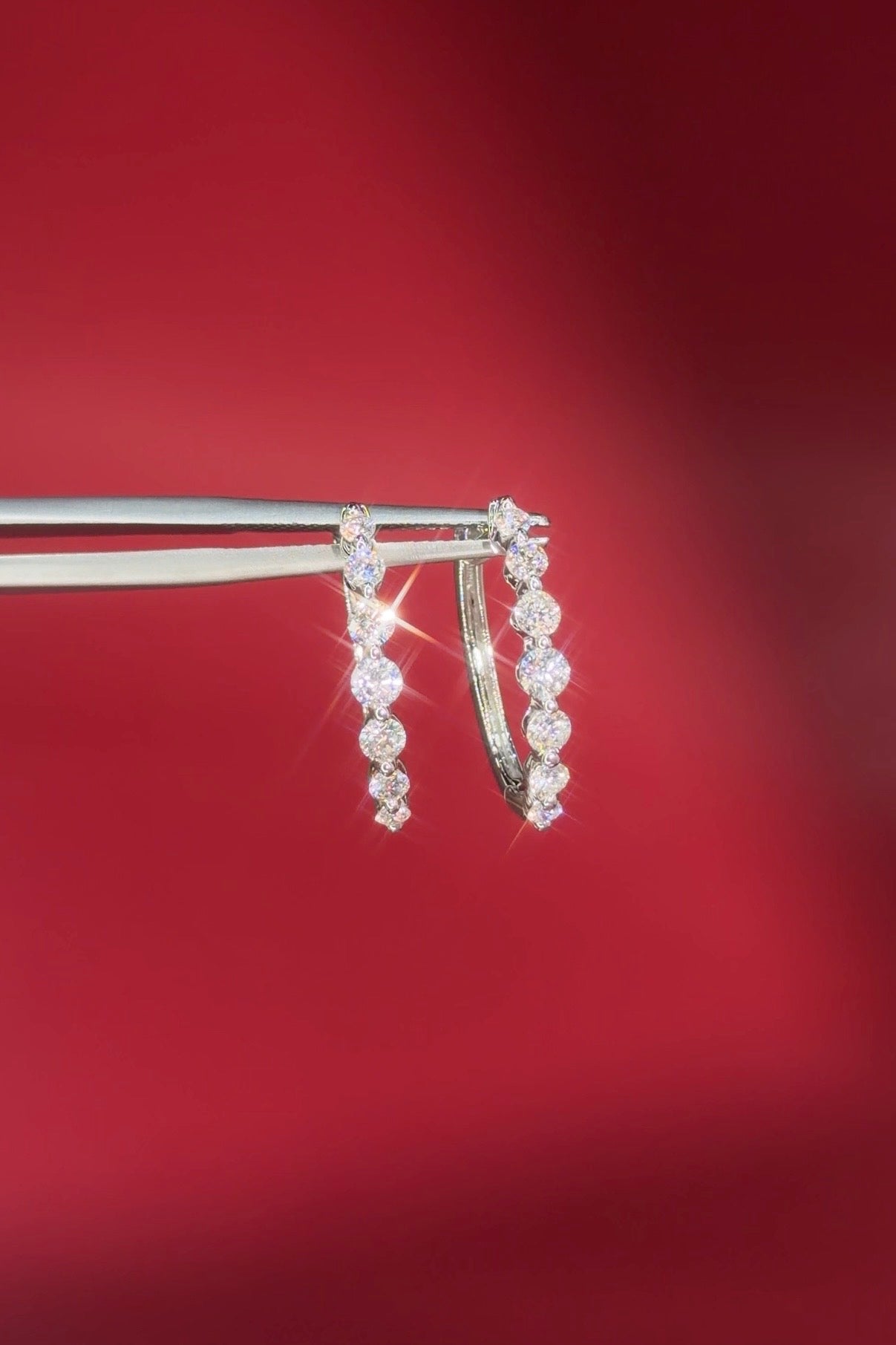 Graduating Floating Diamond Hoops Natural Diamond iat Princess Bride Diamonds Jewelry Store Huntington Beach