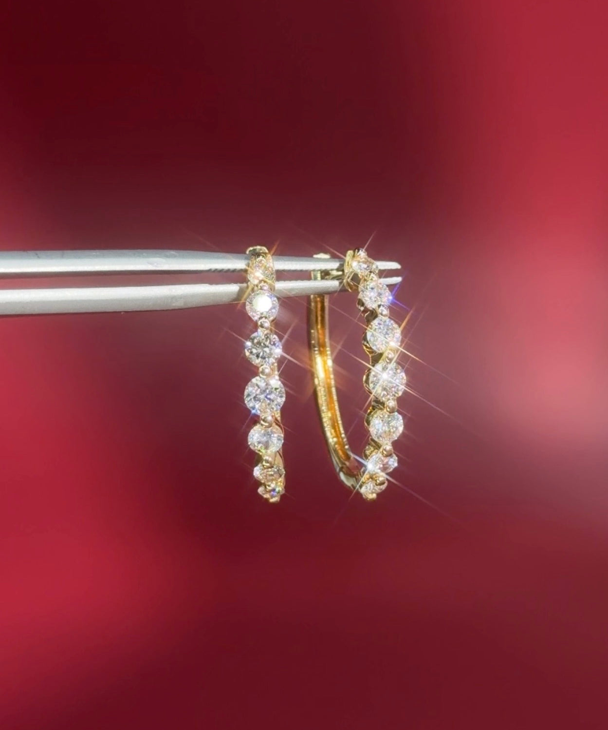 Graduating Floating Diamond Hoops Yellow Gold at Princess Bride Diamonds the Huntington Beach Jewelry Store