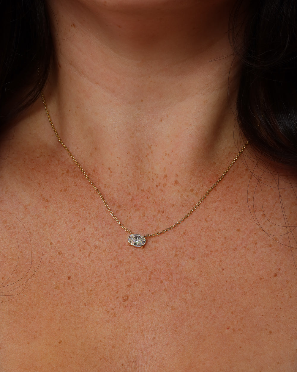 East West Oval Brandi Necklace | 1.01ct D-VVS2 Lab Diamond | 14K Yellow Gold