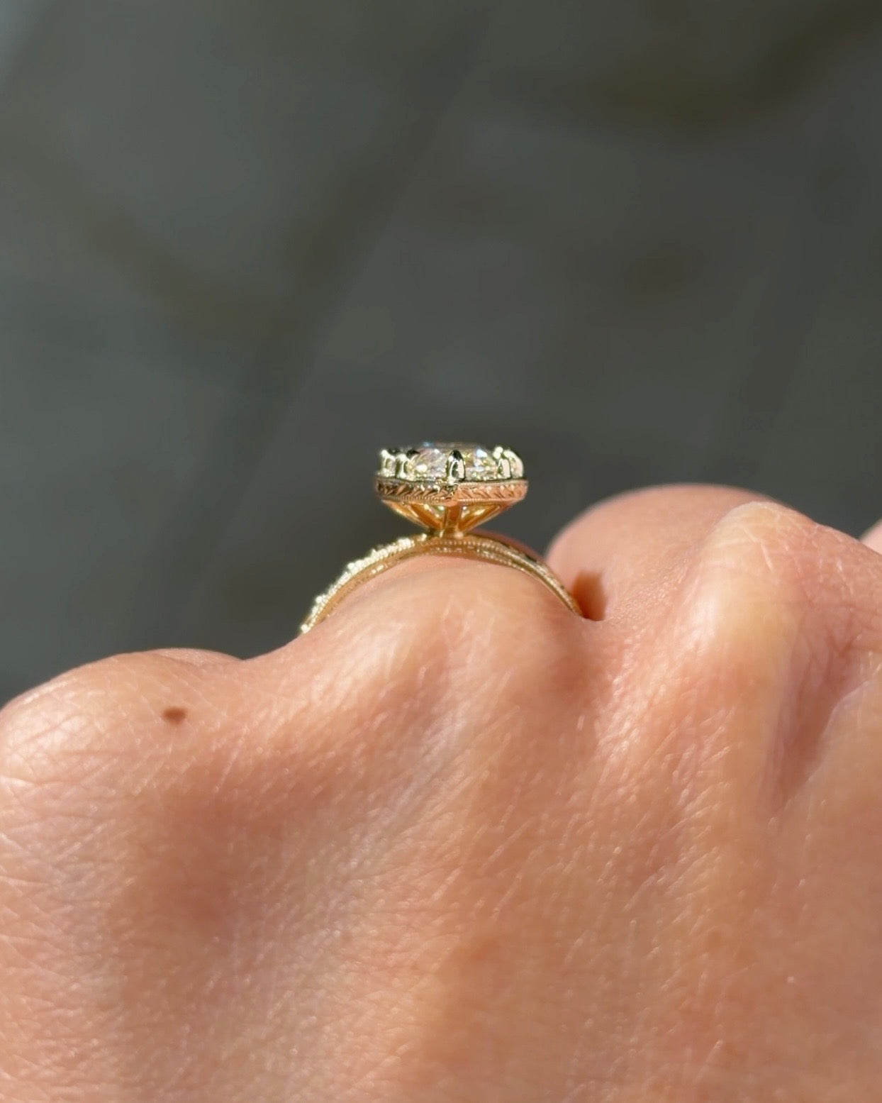 3.02ct E-VVS2 Marquise Lab Diamond Hand Engraved Georgia