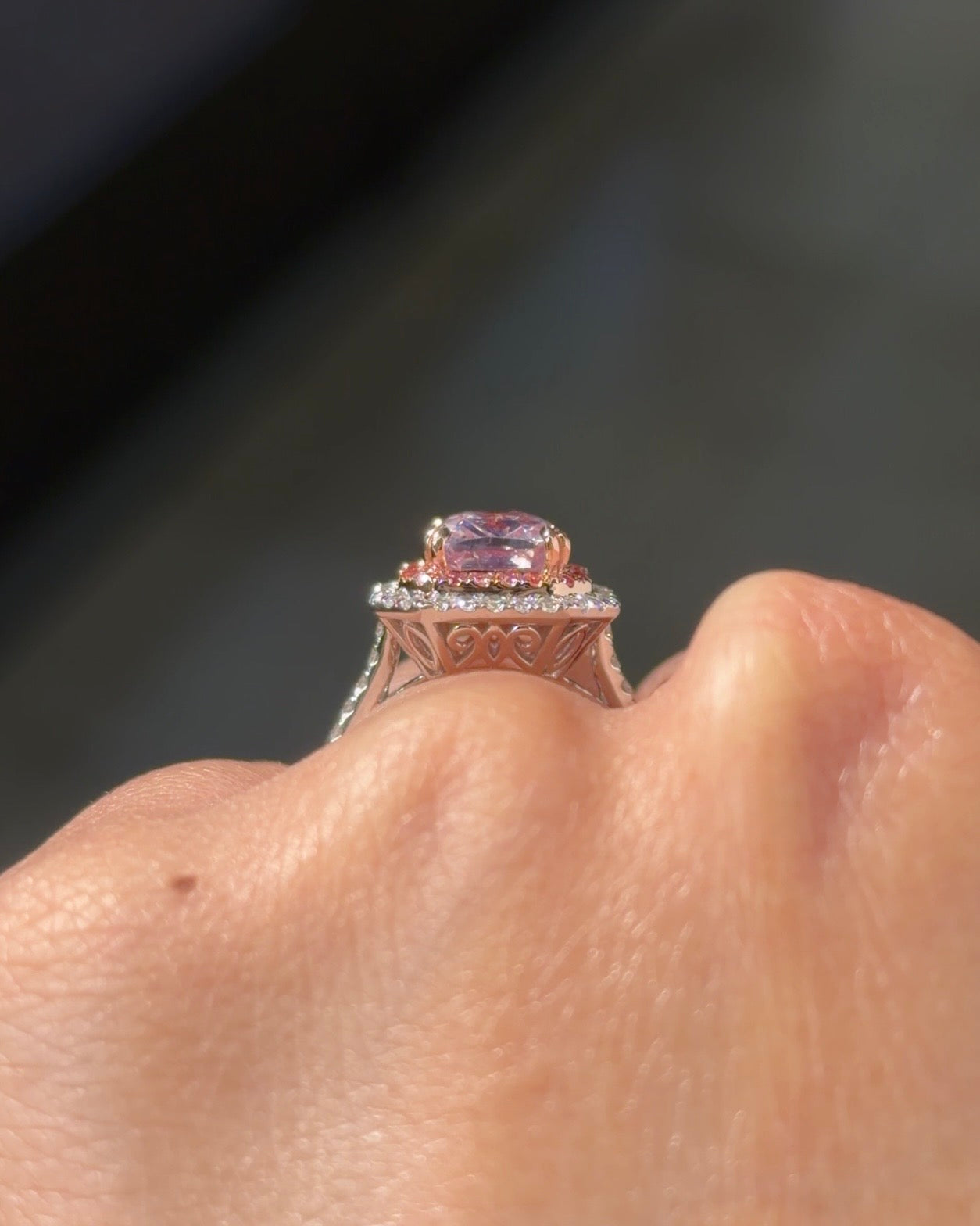 3.56ct Radiant Natural Pink Sapphire Ring