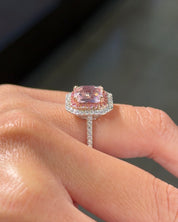 3.56ct Radiant Natural Pink Sapphire Ring