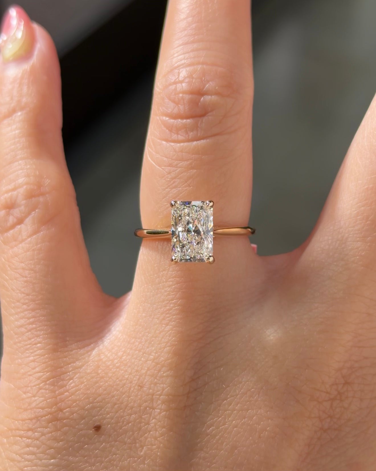 2.01ct D-VS1 Radiant Lab Diamond Cathedral Engagement Ring