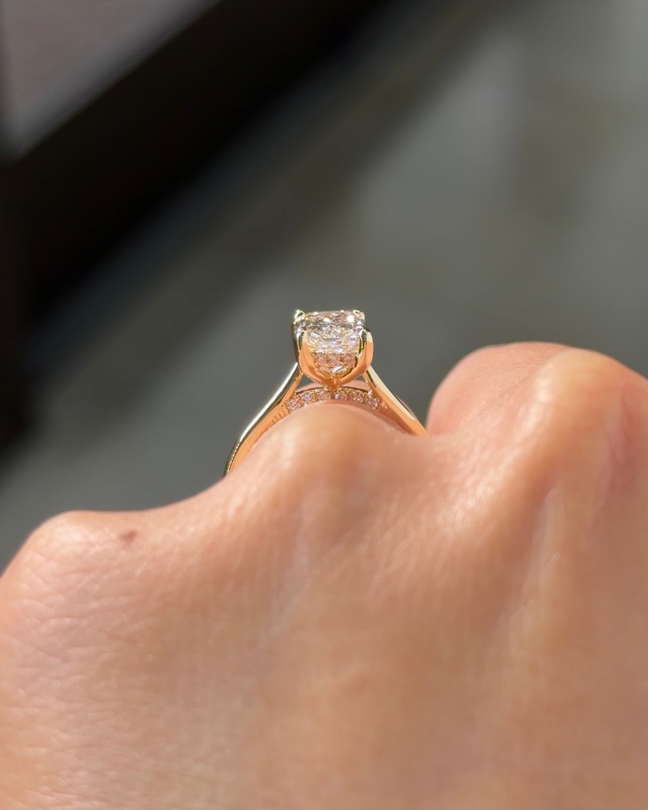 2.01ct D-VS1 Radiant Lab Diamond Cathedral Engagement Ring