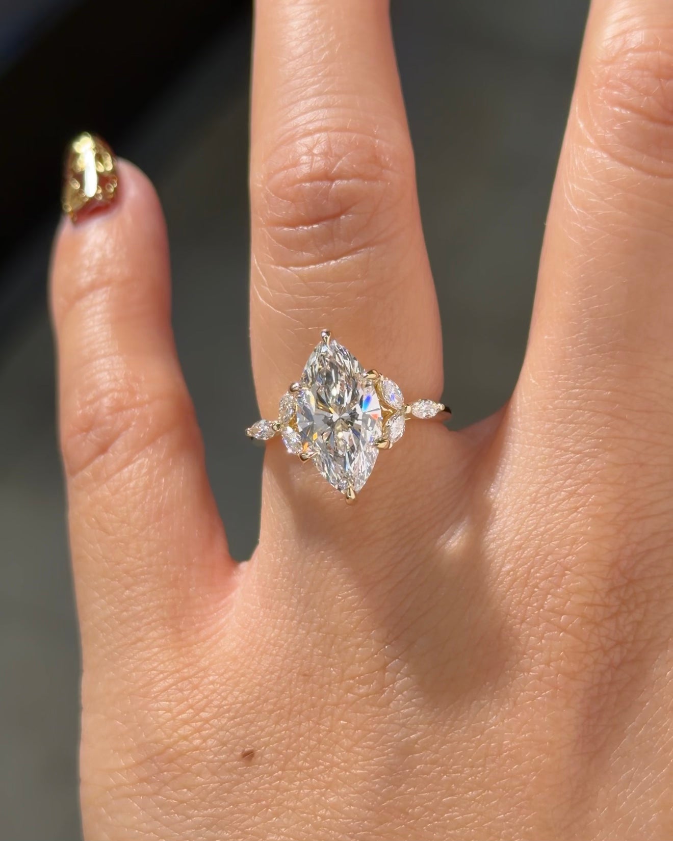 3.05ct D-VVS2 Marquise Lab Diamond Amber