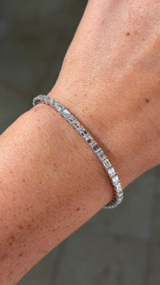 7.69ct East West Emerald Lab Diamond Tennis Bracelet White Gold