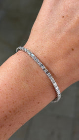 7.69ct East West Emerald Lab Diamond Tennis Bracelet White Gold