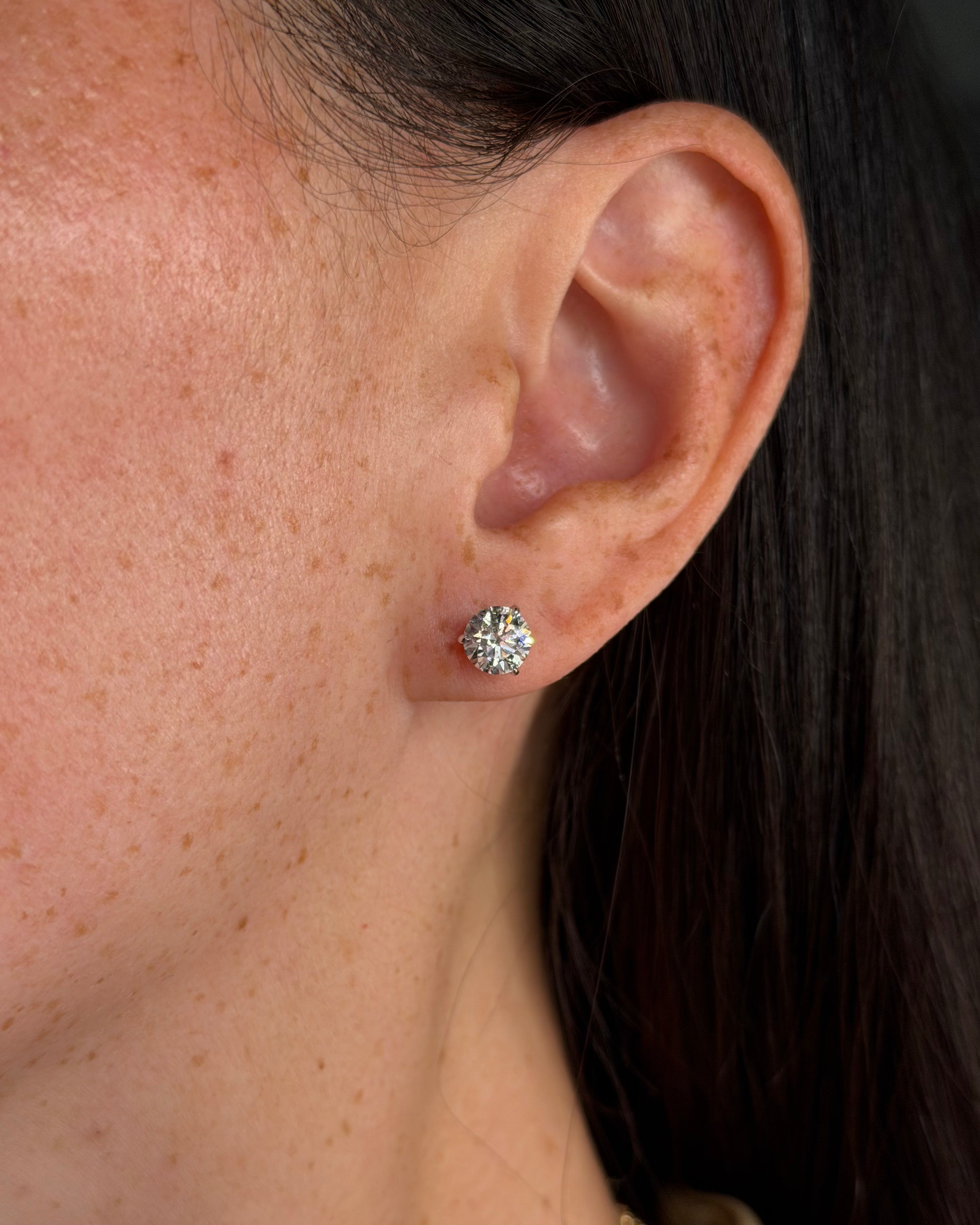 2.05ct Round Diamond Martini Studs | Screw-Backs | 14K White Gold