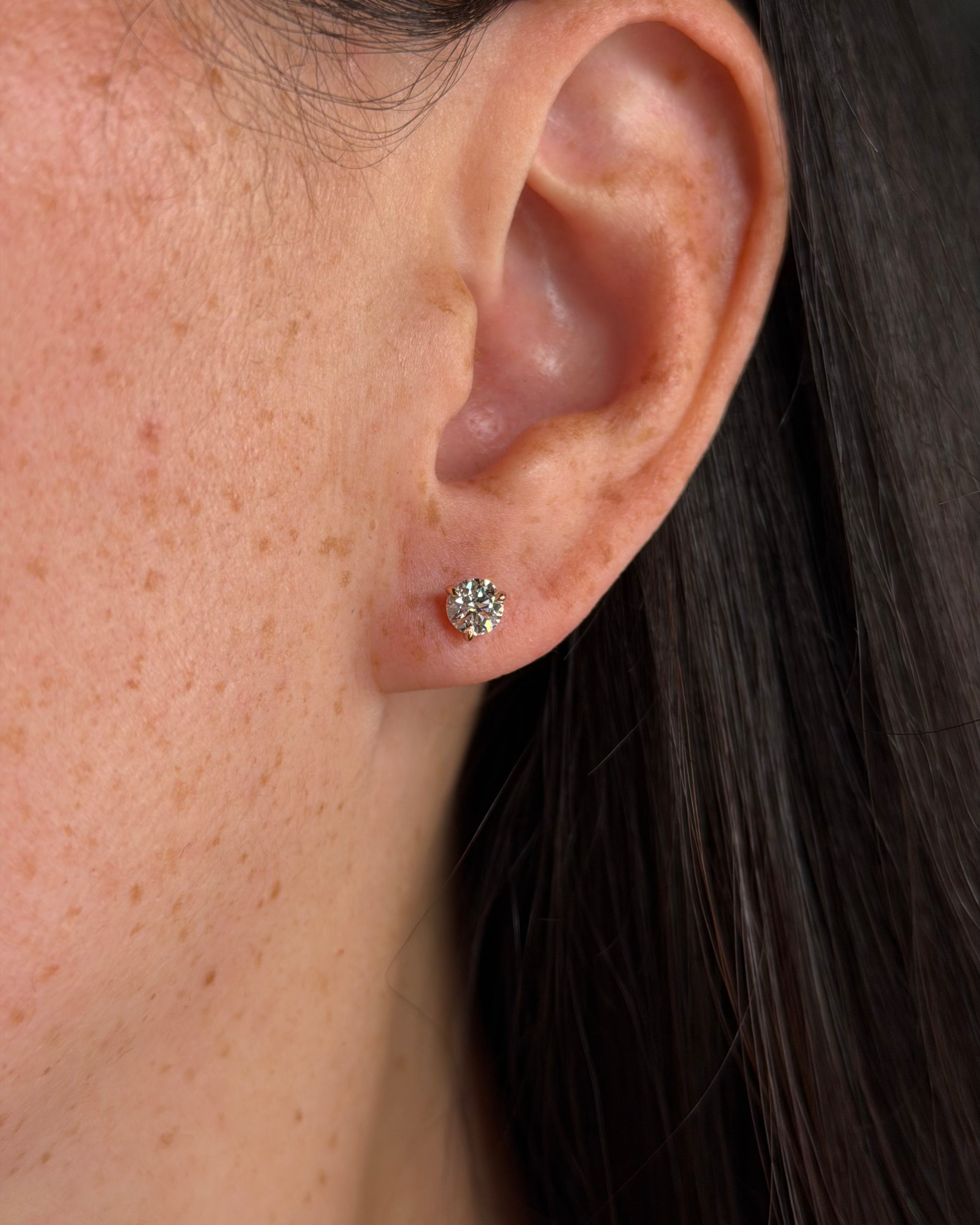 0.77ct Round Diamond Martini Studs | Push-Backs | 14K Rose Gold