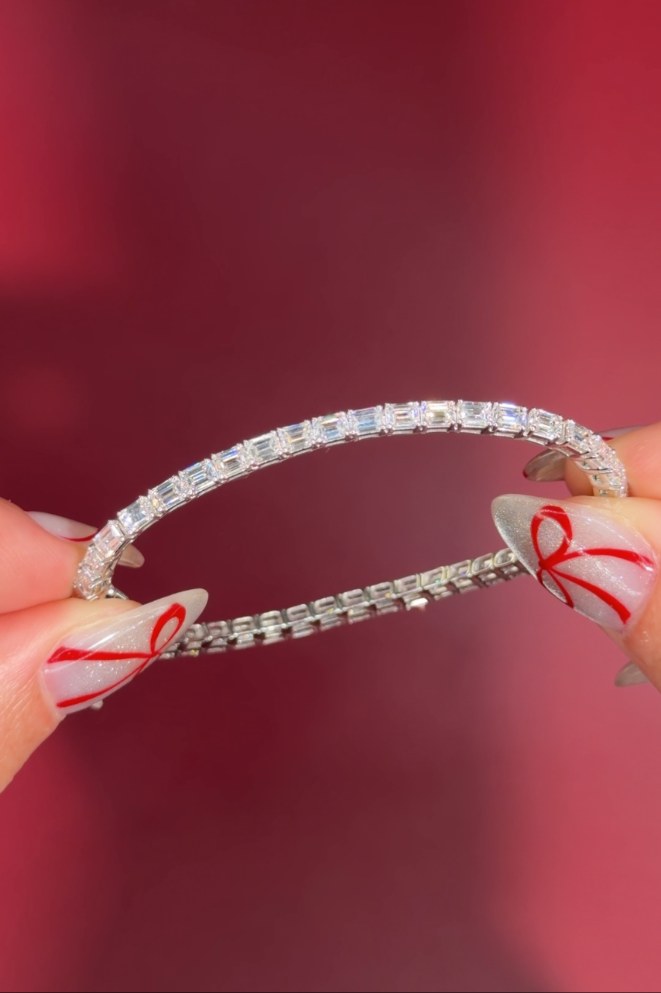 Emerald Lab Diamond Tennis Bracelet White Gold