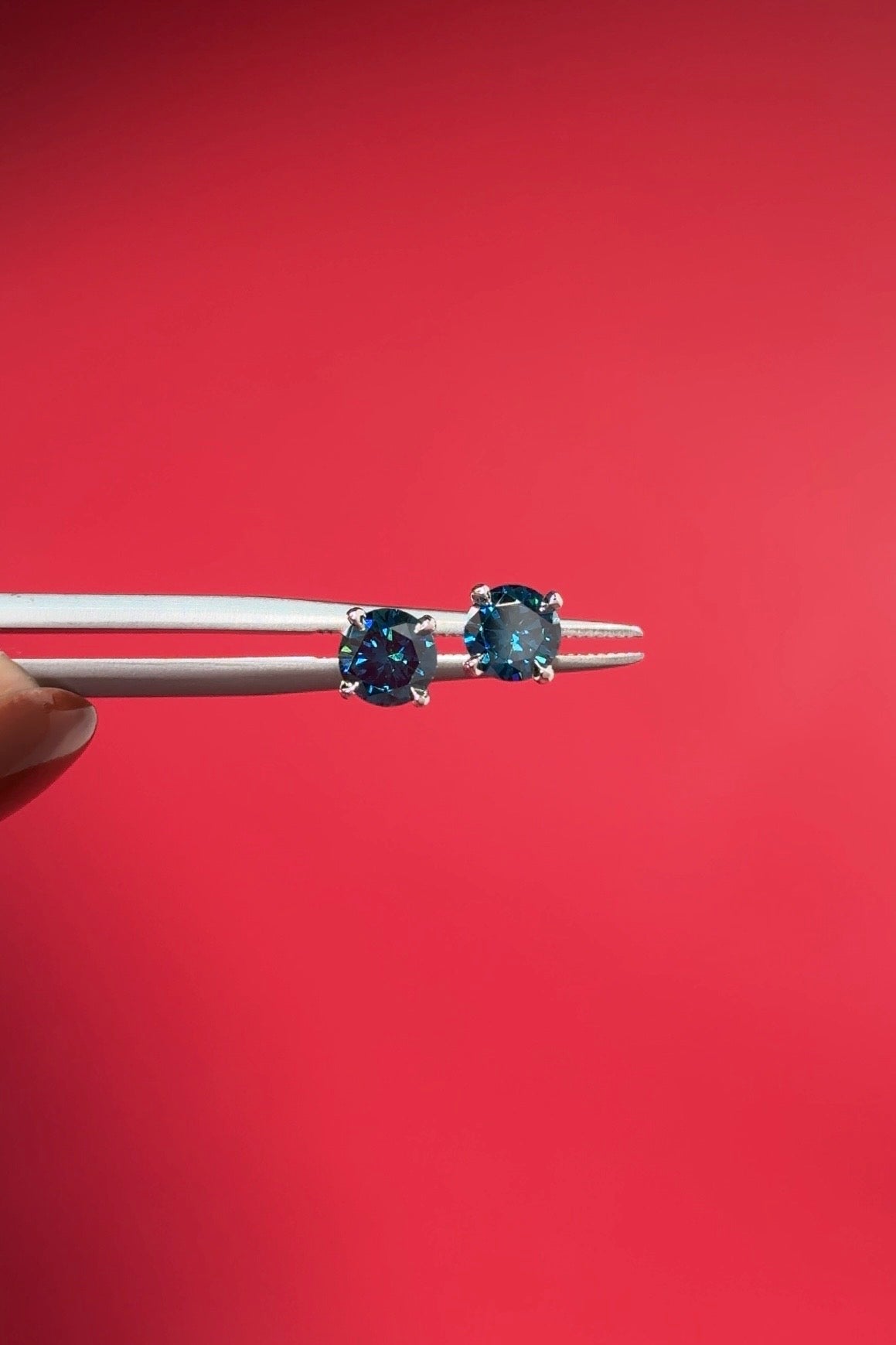 Blue Treated Natural Diamond Studs