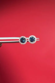 Blue Diamond Halo Studs