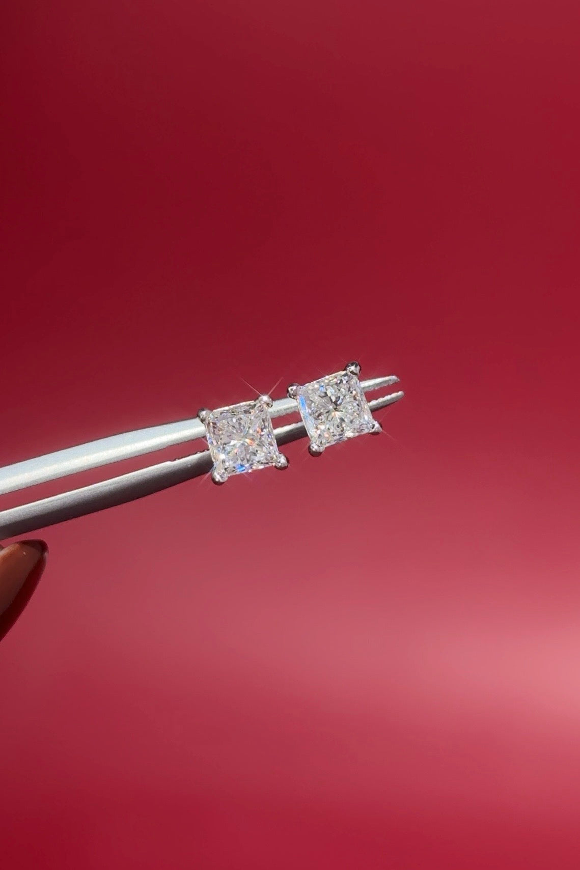 1.00ct F-SI1 Core Princess Cut Natural Diamond Studs