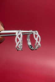 18mm 14k White Gold Pavé Braided Hoops