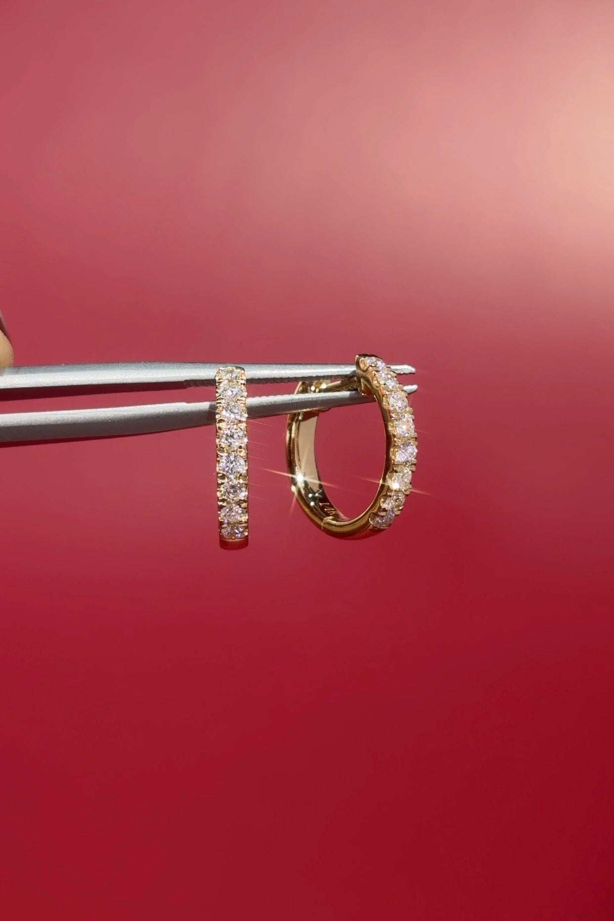 13x2mm Core Pavé Hoop 14k Yellow