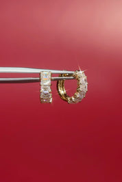 Emerald Lab Diamond Huggies 14k Yellow Gold