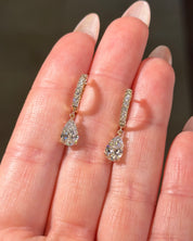 2.08ct Pear Drops| Pavé Huggie Hoops | 14K Yellow Gold
