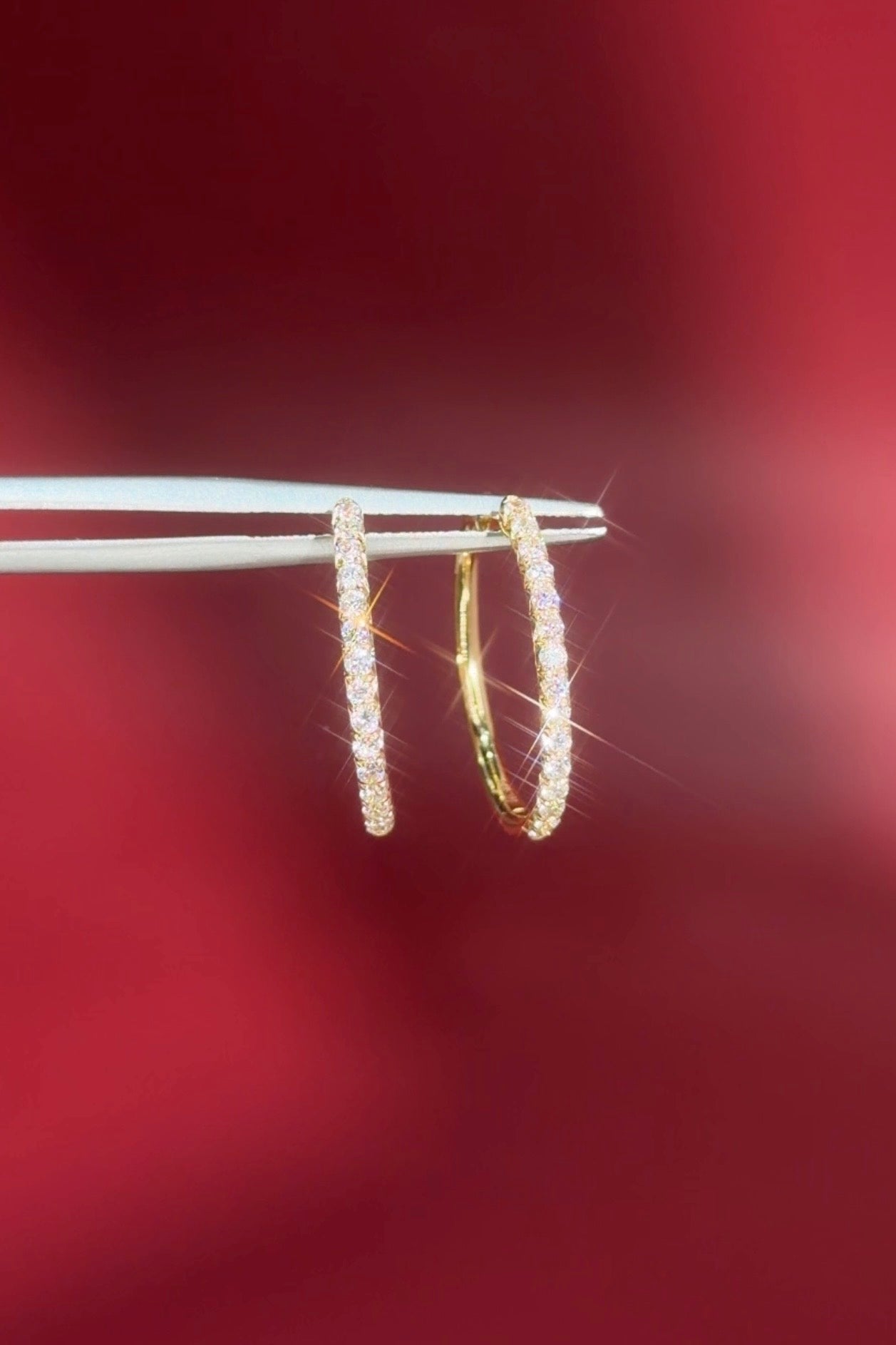 Fine 20mm Pavé Hoops Yellow Gold