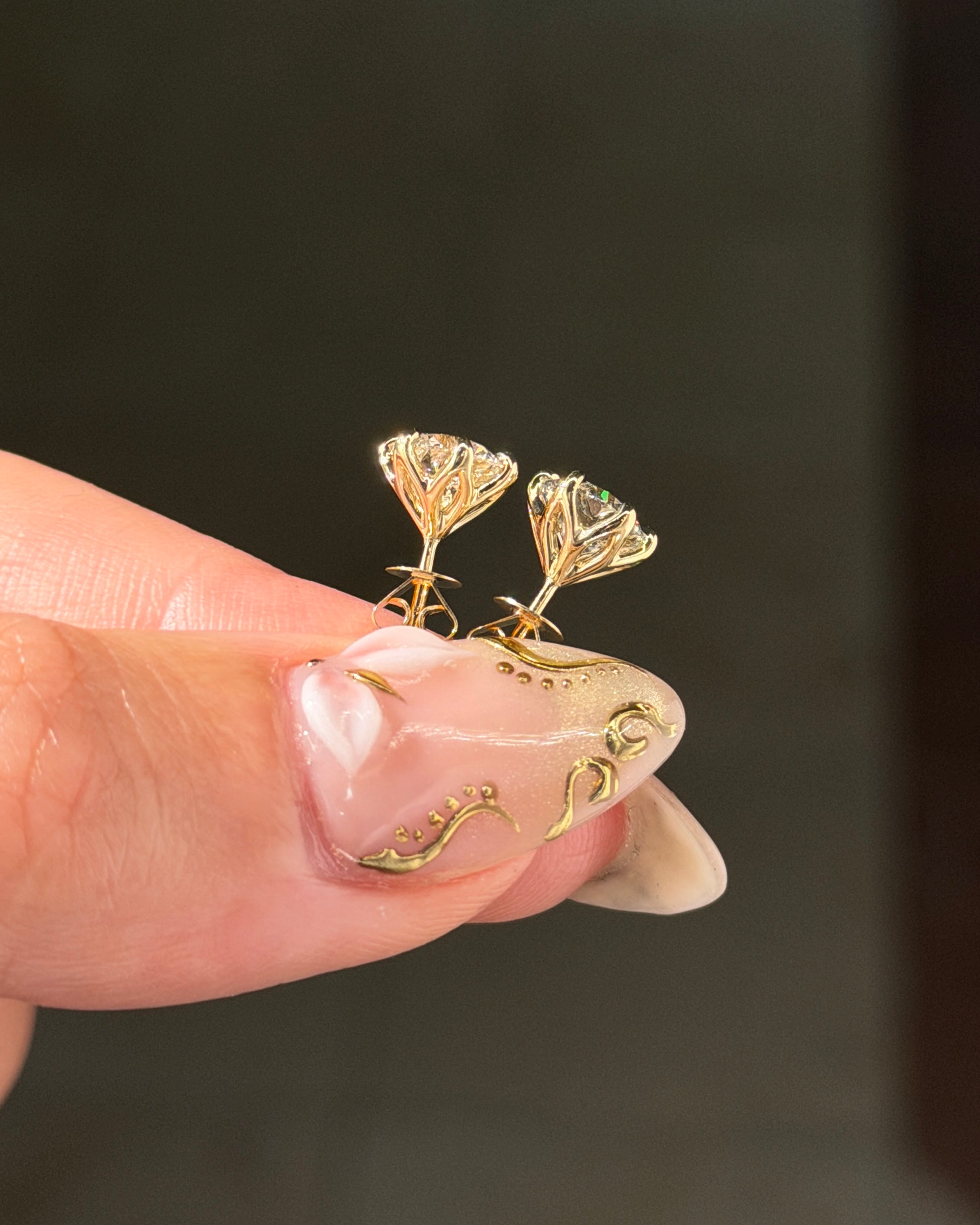 2.06ct Round Diamond Caraline Studs | Push-Backs | 14K Yellow Gold