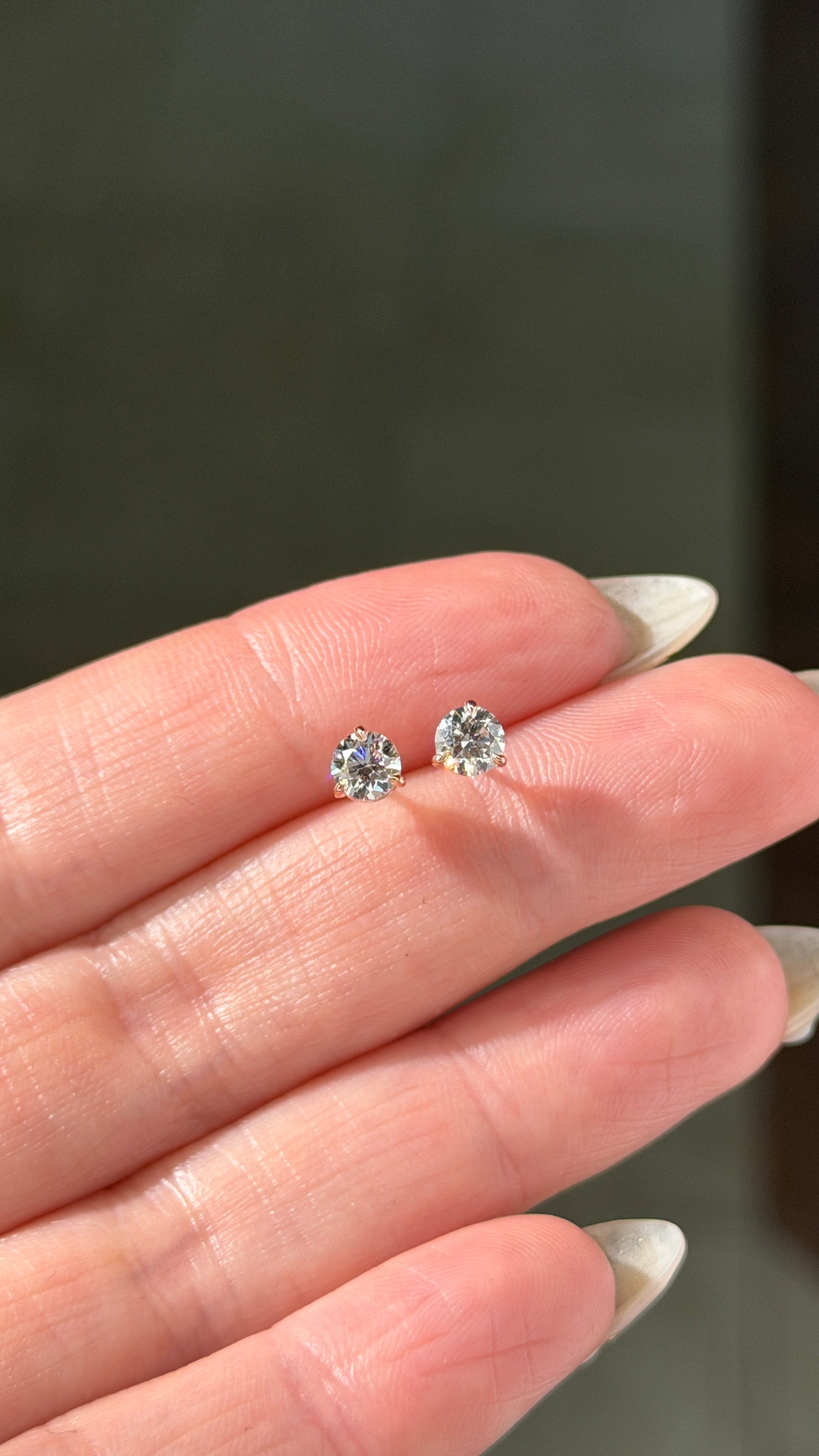 0.77ct Round Diamond Martini Studs | Push-Backs | 14K Rose Gold