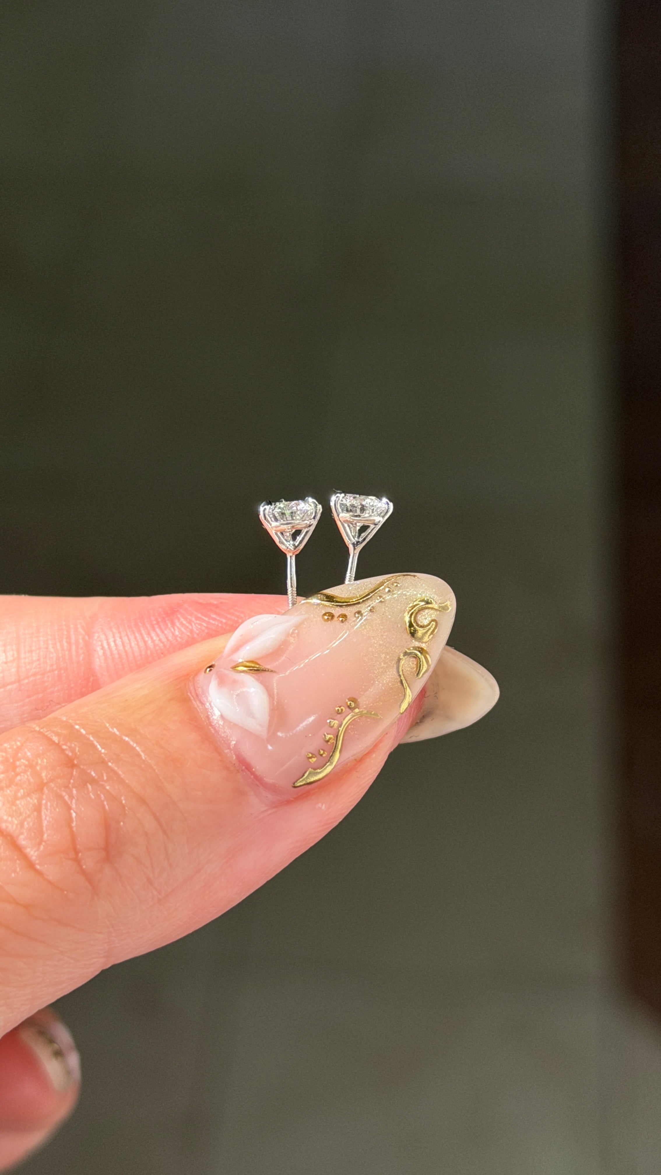 0.75ct Round Diamond Martini Studs | Screw-Backs | 14K White Gold