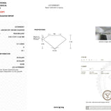 Laboratory-grown diamond report with grading details on a white background