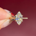 marquise lab diamond yellow gold cathedral setting high polish solitaire engagement ring