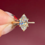 marquise lab diamond yellow gold cathedral setting high polish solitaire engagement ring