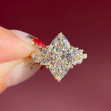 marquise lab diamond engagement ring yellow gold cluster side stones setting