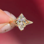 yellow gold marquise lab diamond solitaire split shank engagement ring