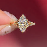 yellow gold marquise lab diamond solitaire split shank engagement ring