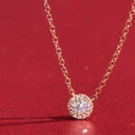Mini Diamond Halo Necklace Rose Gold