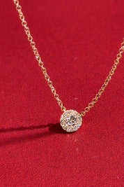 Mini Diamond Halo Necklace Yellow Gold