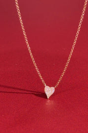 Mini Pavé Heart Necklace Rose Gold