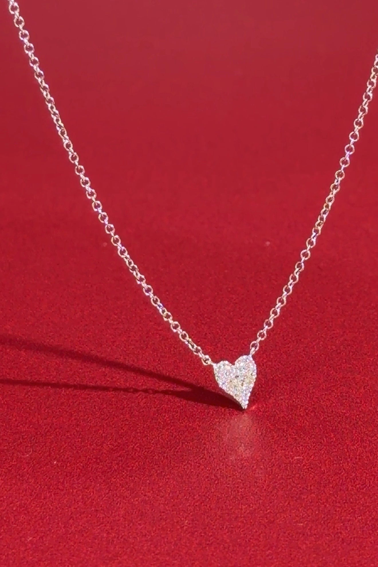 Mini Pavé Heart Necklace White Gold