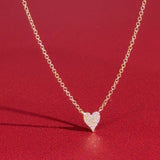 Mini Pavé Heart Necklace Yellow Gold