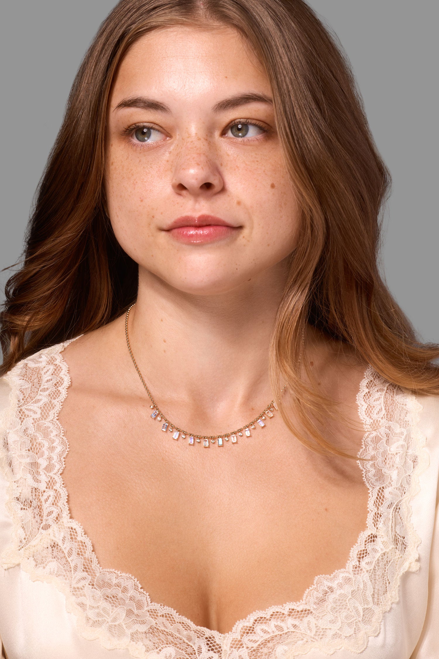 Moonstone and Diamond Drip Necklace